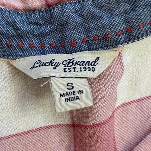 Lucky Brand Women’s Pink White Plaid Button Down Blouse Women’s Small - Picture 6 of 9